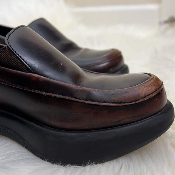 Dansko Shoes Burgundy Brown Leather Loafers Slip On Platform Comfort - Picture 7 of 10